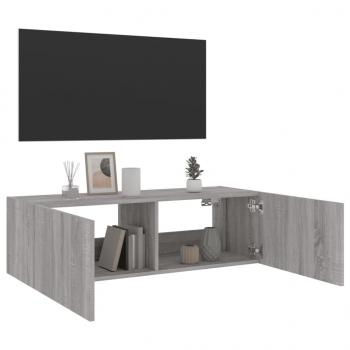 TV-Wandschrank mit LED-Leuchten Grau Sonoma 100x35x31 cm