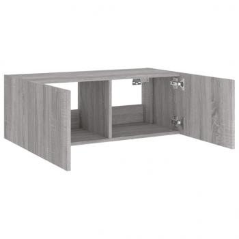 TV-Wandschrank mit LED-Leuchten Grau Sonoma 80x35x31 cm