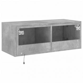 TV-Wandschrank mit LED-Leuchten Betongrau 80x35x31 cm