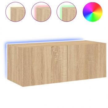 TV-Wandschrank mit LED-Leuchten Sonoma-Eiche 80x35x31 cm