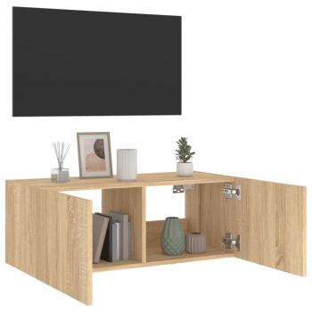 TV-Wandschrank mit LED-Leuchten Sonoma-Eiche 80x35x31 cm