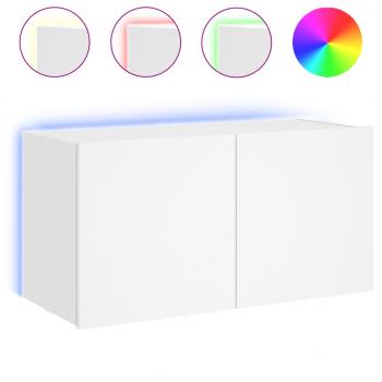 TV-Wandschrank mit LED-Leuchten Weiß 80x35x41 cm