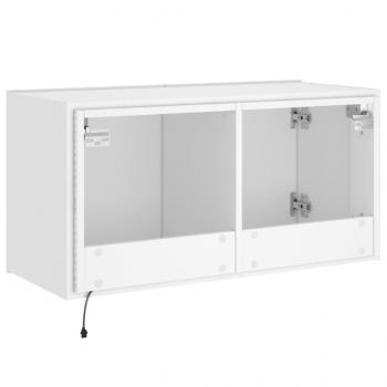 TV-Wandschrank mit LED-Leuchten Weiß 80x35x41 cm