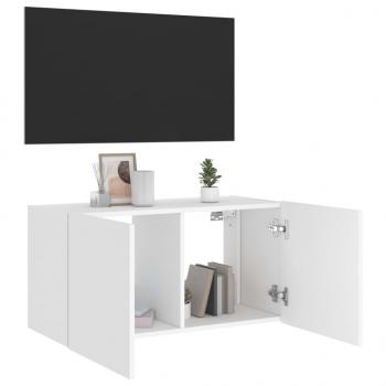 TV-Wandschrank mit LED-Leuchten Weiß 80x35x41 cm