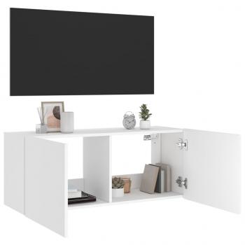 TV-Wandschrank mit LED-Leuchten Weiß 100x35x41 cm