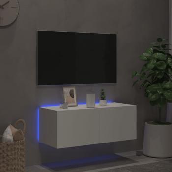 TV-Wandschrank mit LED-Leuchten Weiß 80x35x31 cm