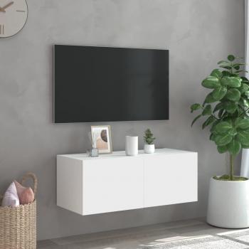 TV-Wandschrank mit LED-Leuchten Weiß 80x35x31 cm