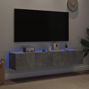 TV-Wandschränke mit LED-Leuchten 2 Stk. Betongrau 80x35x31 cm