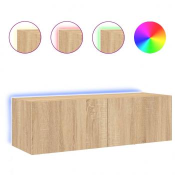 TV-Wandschrank mit LED-Leuchten Sonoma-Eiche 100x35x31 cm