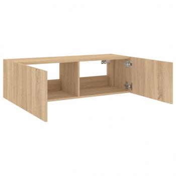 TV-Wandschrank mit LED-Leuchten Sonoma-Eiche 100x35x31 cm