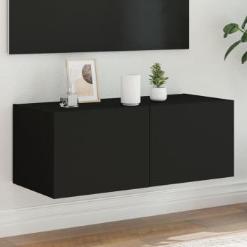 ARDEBO.de - TV-Wandschrank mit LED-Leuchten Schwarz 80x35x31 cm