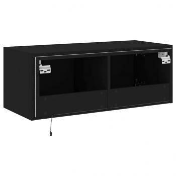 TV-Wandschrank mit LED-Leuchten Schwarz 80x35x31 cm