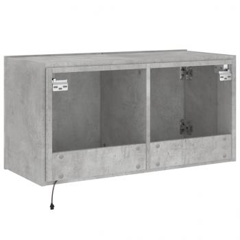 TV-Wandschrank mit LED-Leuchten Betongrau 80x35x41 cm