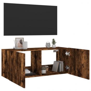 TV-Wandschrank mit LED-Leuchten Räuchereiche 100x35x41 cm