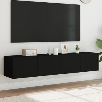 ARDEBO.de - TV-Wandschränke mit LED-Leuchten 2 Stk. Schwarz 80x35x31 cm