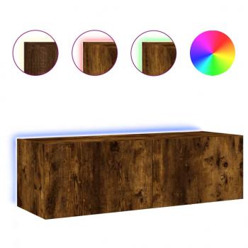 TV-Wandschrank mit LED-Leuchten Räuchereiche 100x35x31 cm