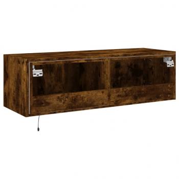 TV-Wandschrank mit LED-Leuchten Räuchereiche 100x35x31 cm