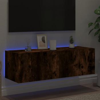 TV-Wandschrank mit LED-Leuchten Räuchereiche 100x35x31 cm