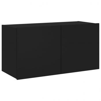 TV-Wandschrank mit LED-Leuchten Schwarz 80x35x41 cm