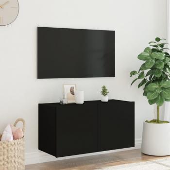 TV-Wandschrank mit LED-Leuchten Schwarz 80x35x41 cm