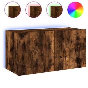 TV-Wandschrank mit LED-Leuchten Räuchereiche 80x35x41 cm