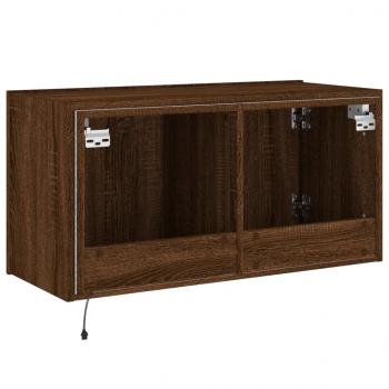 TV-Wandschrank mit LED-Leuchten Braun Eichen-Optik 80x35x41 cm