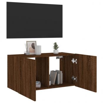 TV-Wandschrank mit LED-Leuchten Braun Eichen-Optik 80x35x41 cm