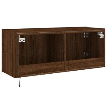 TV-Wandschrank mit LED-Leuchten Braun Eichen-Optik 100x35x41 cm