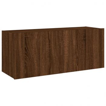 TV-Wandschrank mit LED-Leuchten Braun Eichen-Optik 100x35x41 cm