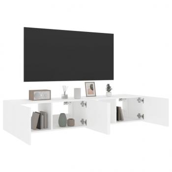 TV-Wandschränke mit LED-Leuchten 2 Stk. Weiß 80x35x31 cm