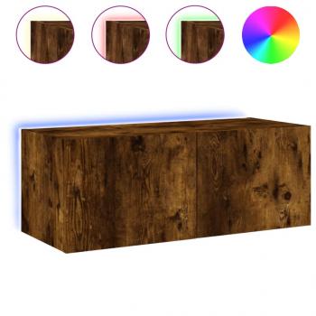 TV-Wandschrank mit LED-Leuchten Räuchereiche 80x35x31 cm