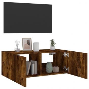 TV-Wandschrank mit LED-Leuchten Räuchereiche 80x35x31 cm