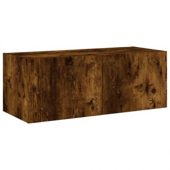 TV-Wandschrank mit LED-Leuchten Räuchereiche 80x35x31 cm