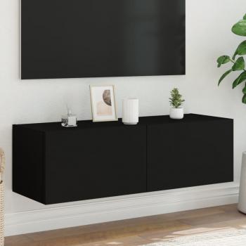 ARDEBO.de - TV-Wandschrank mit LED-Leuchten Schwarz 100x35x31 cm