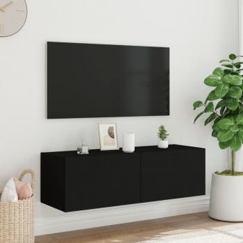 TV-Wandschrank mit LED-Leuchten Schwarz 100x35x31 cm