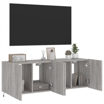 TV-Wandschränke mit LED-Leuchten 2 Stk. Grau Sonoma 60x35x41 cm