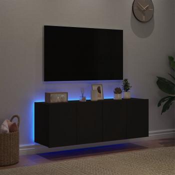 TV-Wandschränke mit LED-Leuchten 2 Stk. Schwarz 60x35x41 cm 