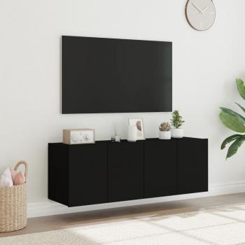 TV-Wandschränke mit LED-Leuchten 2 Stk. Schwarz 60x35x41 cm 