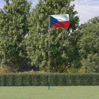 ARDEBO.de - Tschechische Flagge mit Mast 5,55 m Aluminium