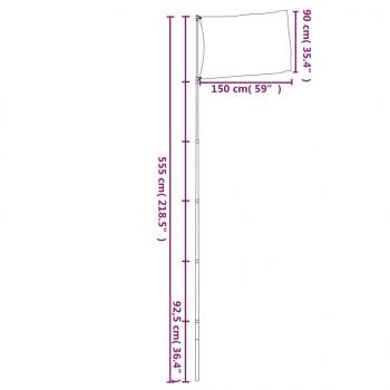 Tschechische Flagge mit Mast 5,55 m Aluminium