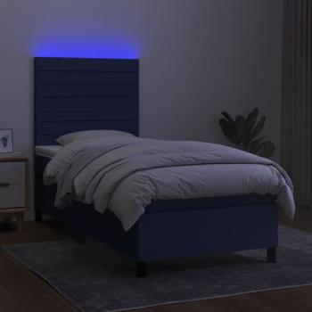 Boxspringbett mit Matratze & LED Blau 80x200 cm Stoff