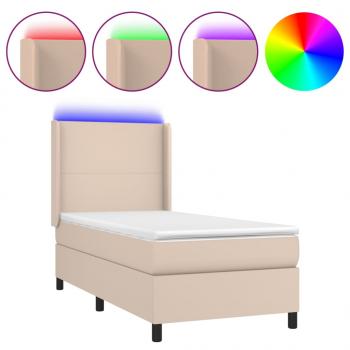 Boxspringbett mit Matratze & LED Cappuccino-Braun 80x200cm