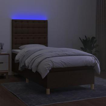 Boxspringbett mit Matratze & LED Dunkelbraun 80x200 cm Stoff