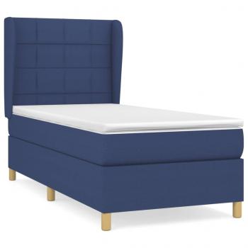 Boxspringbett mit Matratze Blau 80x200 cm Stoff