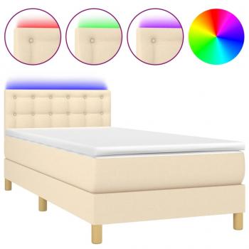 Boxspringbett mit Matratze & LED Creme 80x200 cm Stoff