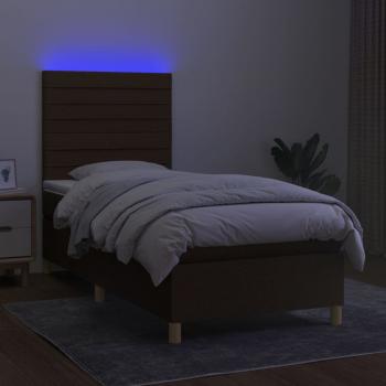 Boxspringbett mit Matratze & LED Dunkelbraun 80x200 cm Stoff