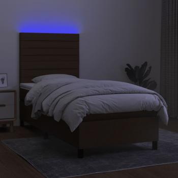 Boxspringbett mit Matratze & LED Dunkelbraun 80x200 cm Stoff