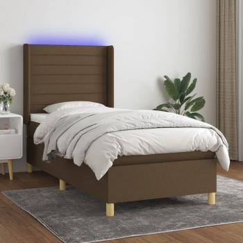 ARDEBO.de - Boxspringbett mit Matratze & LED Dunkelbraun 80x200 cm Stoff