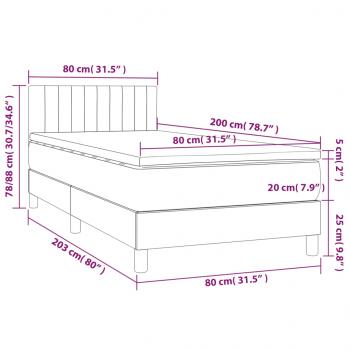 Boxspringbett mit Matratze Creme 80x200 cm Stoff