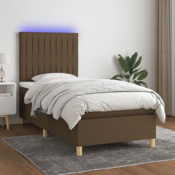 ARDEBO.de - Boxspringbett mit Matratze & LED Dunkelbraun 80x200 cm Stoff